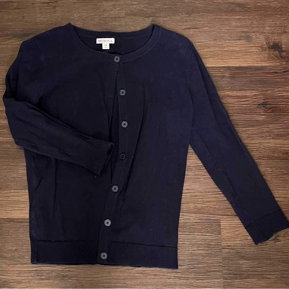 Navy Button Up Sweater